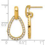 14K w/RH-plating Polished Teardrop Dangle Post Earrings