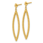 14K Polished Beaded Post Dangle Earrings