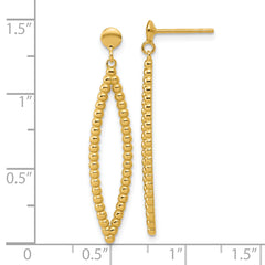 14K Polished Beaded Post Dangle Earrings