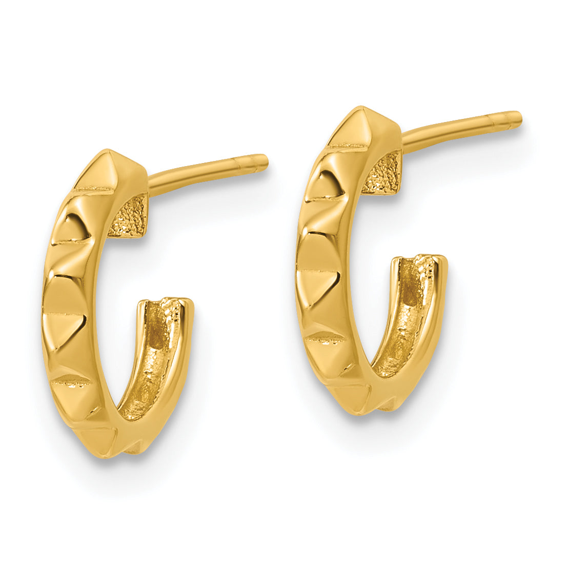 14K Polished Geometric C-Hoop Post Earrings Secondary image