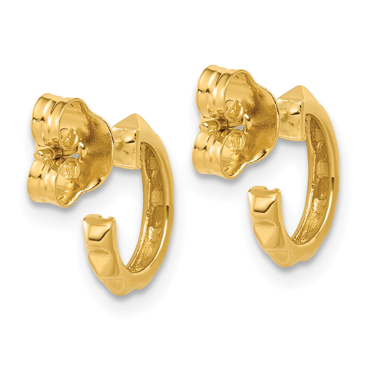 14K Polished Geometric C-Hoop Post Earrings