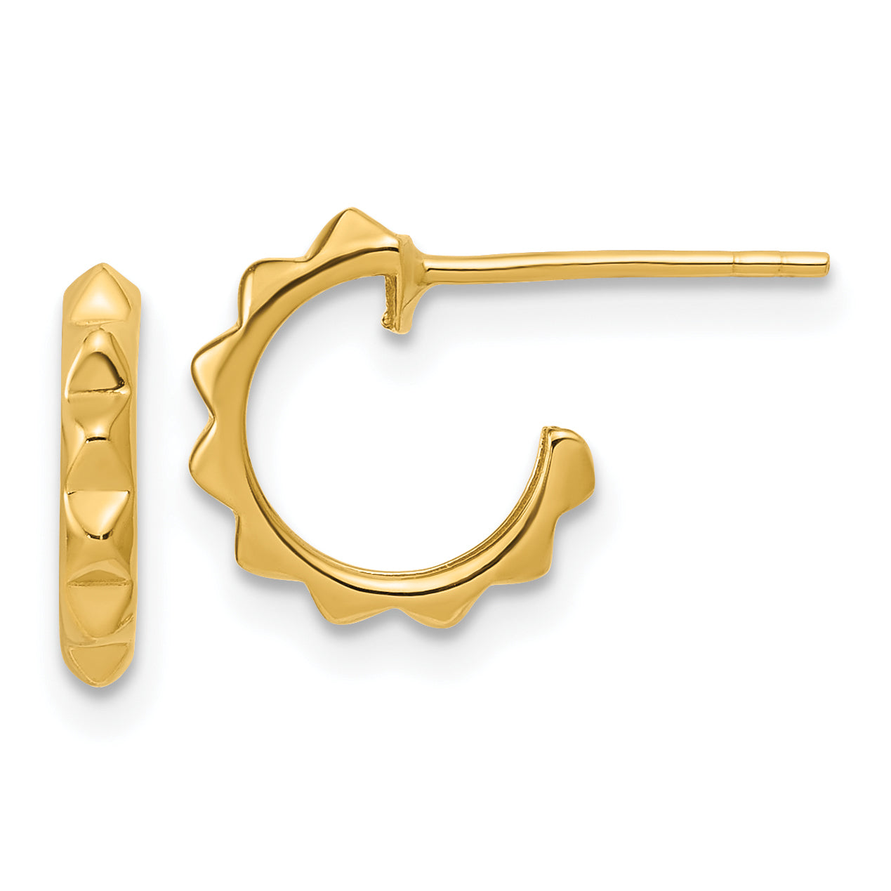 14K Polished Geometric C-Hoop Post Earrings