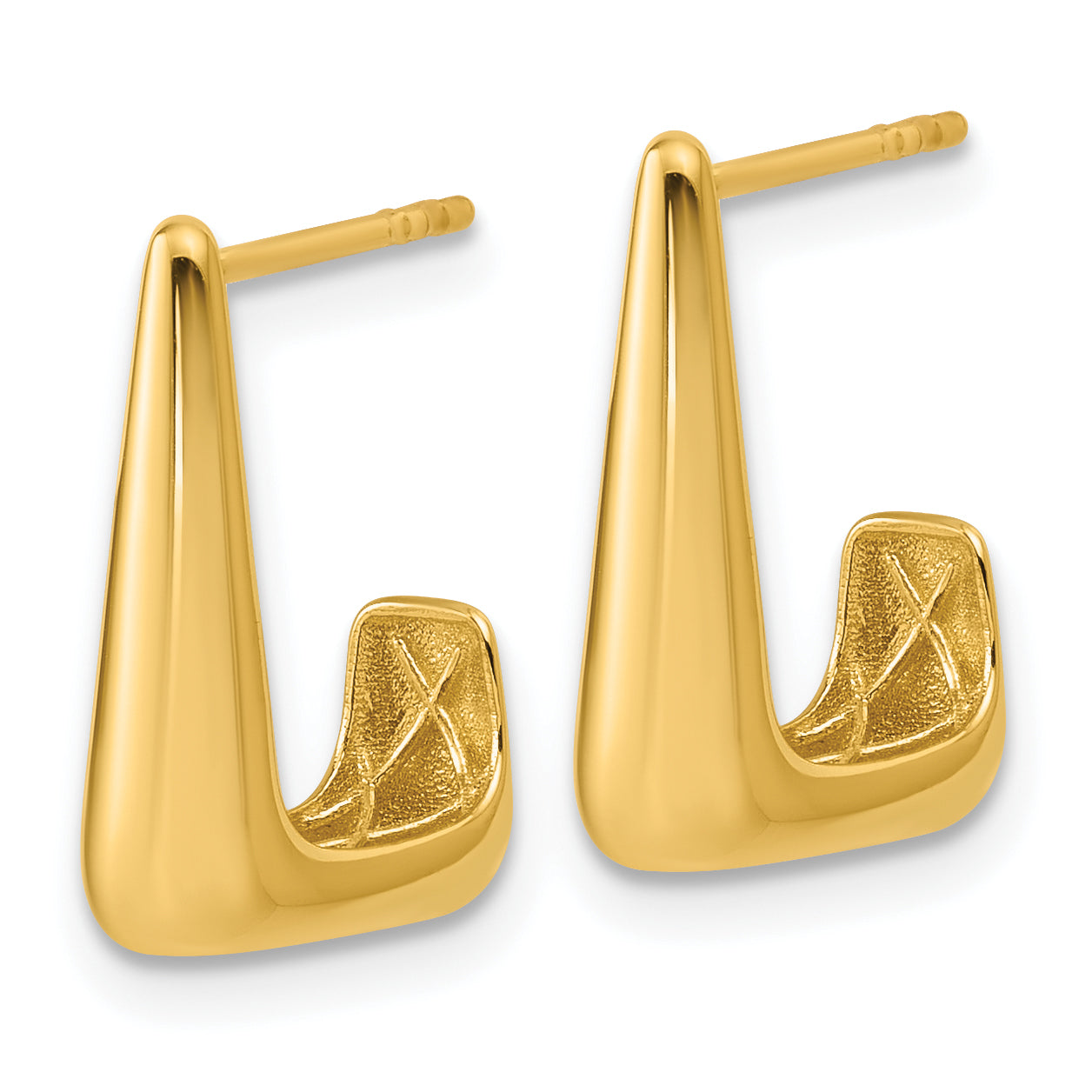 14K Polished J-Hoop Post Earrings Secondary image