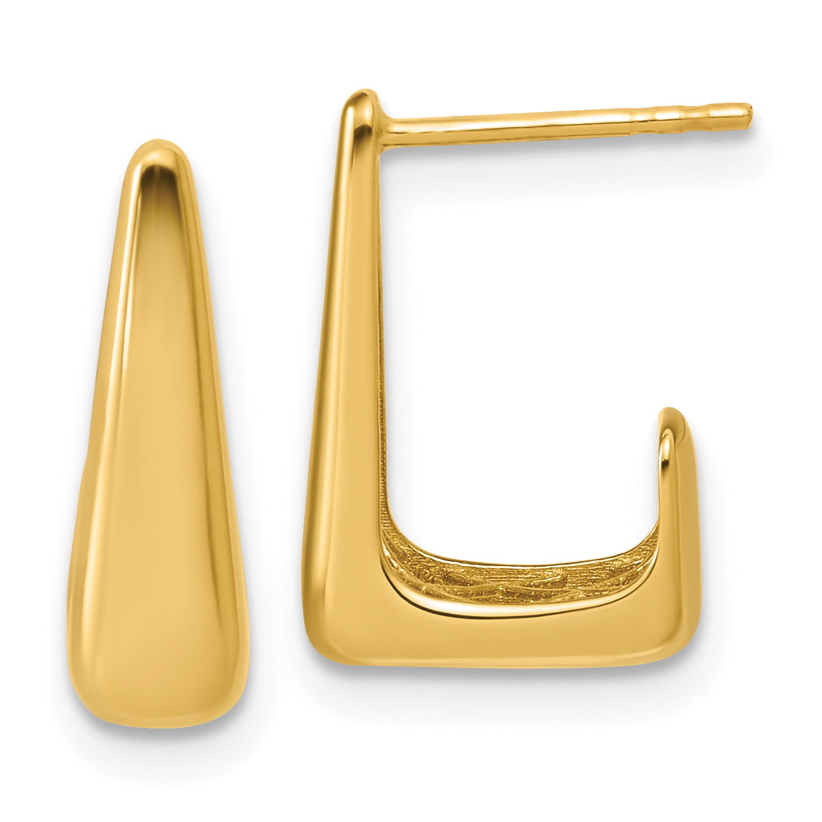 14K Polished J-Hoop Post Earrings