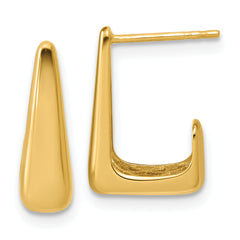 14K Polished J-Hoop Post Earrings