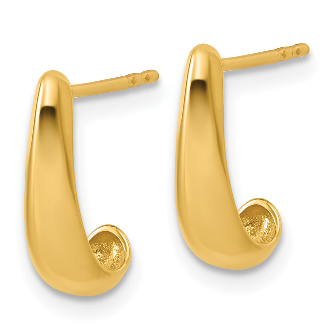 14K Polished J-Hoop Post Earrings Secondary image