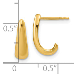 14K Polished J-Hoop Post Earrings