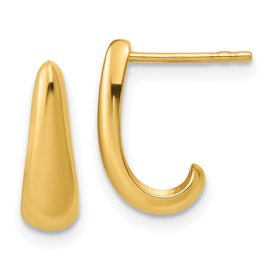 14K Polished J-Hoop Post Earrings