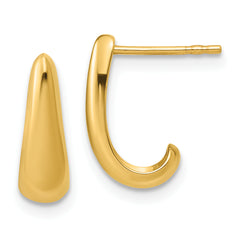 14K Polished J-Hoop Post Earrings