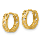14K Polished Link Pattern Huggie Hoop Earrings