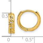 14K Polished Link Pattern Huggie Hoop Earrings