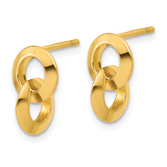 14K Polished Circles Dangle Post Earrings