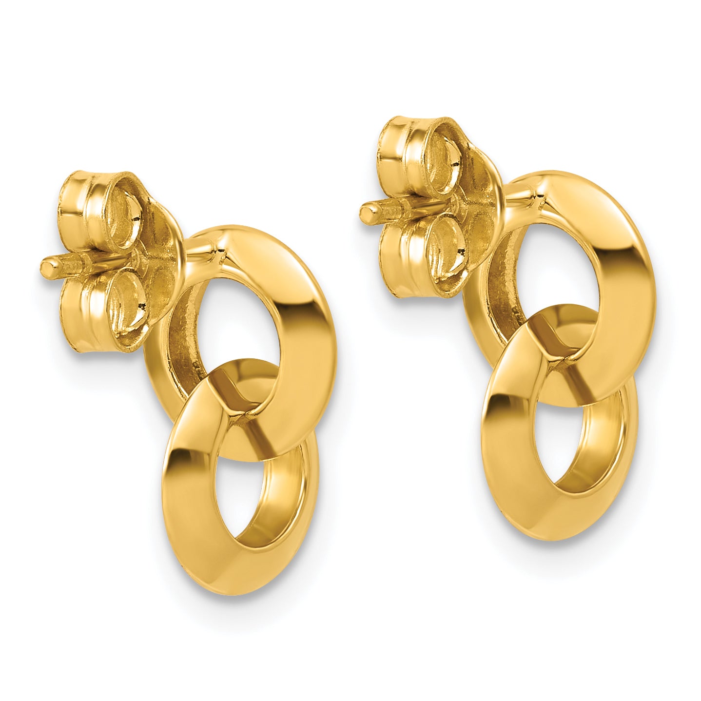 14K Polished Circles Dangle Post Earrings