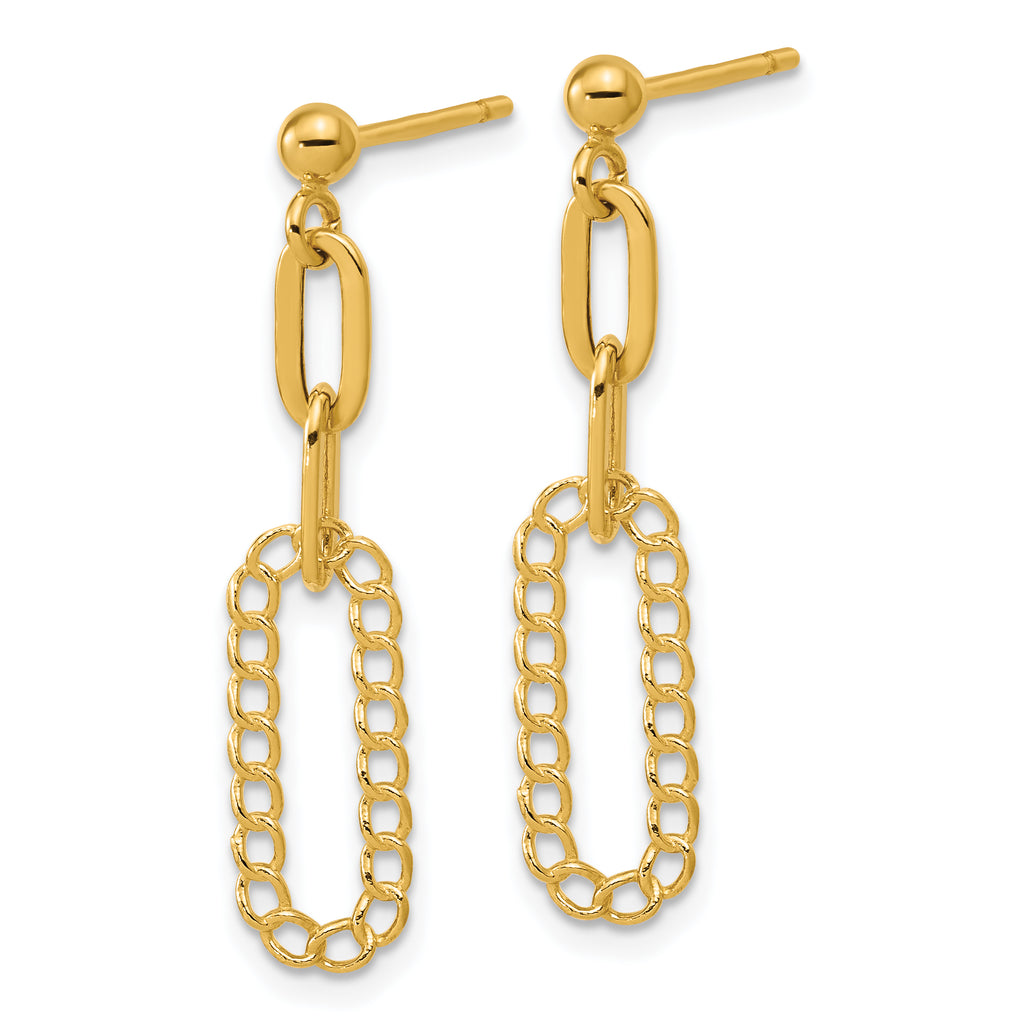 14K Polished Oval Dangle Post Earrings