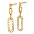 14K Polished Oval Dangle Post Earrings