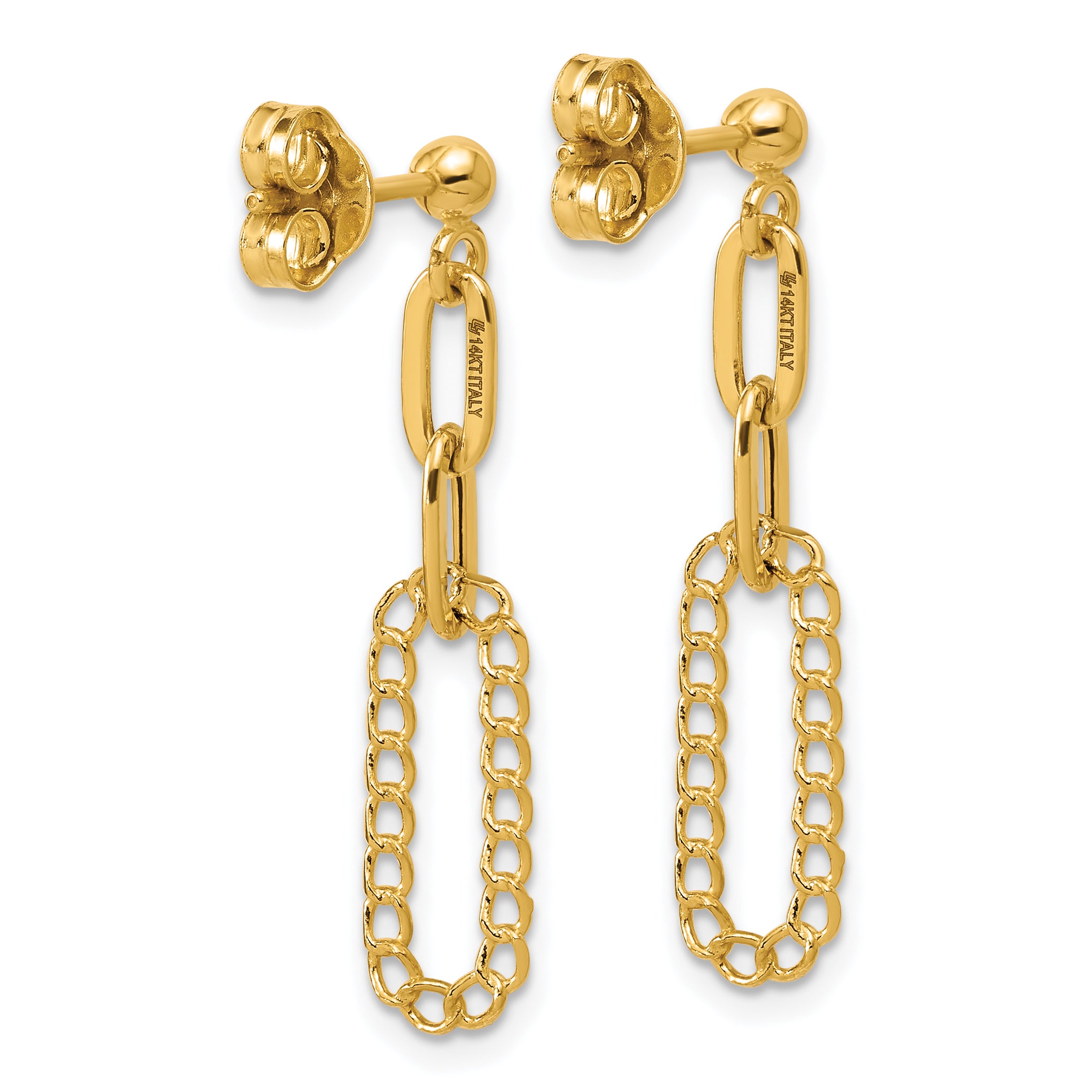 14K Polished Oval Dangle Post Earrings