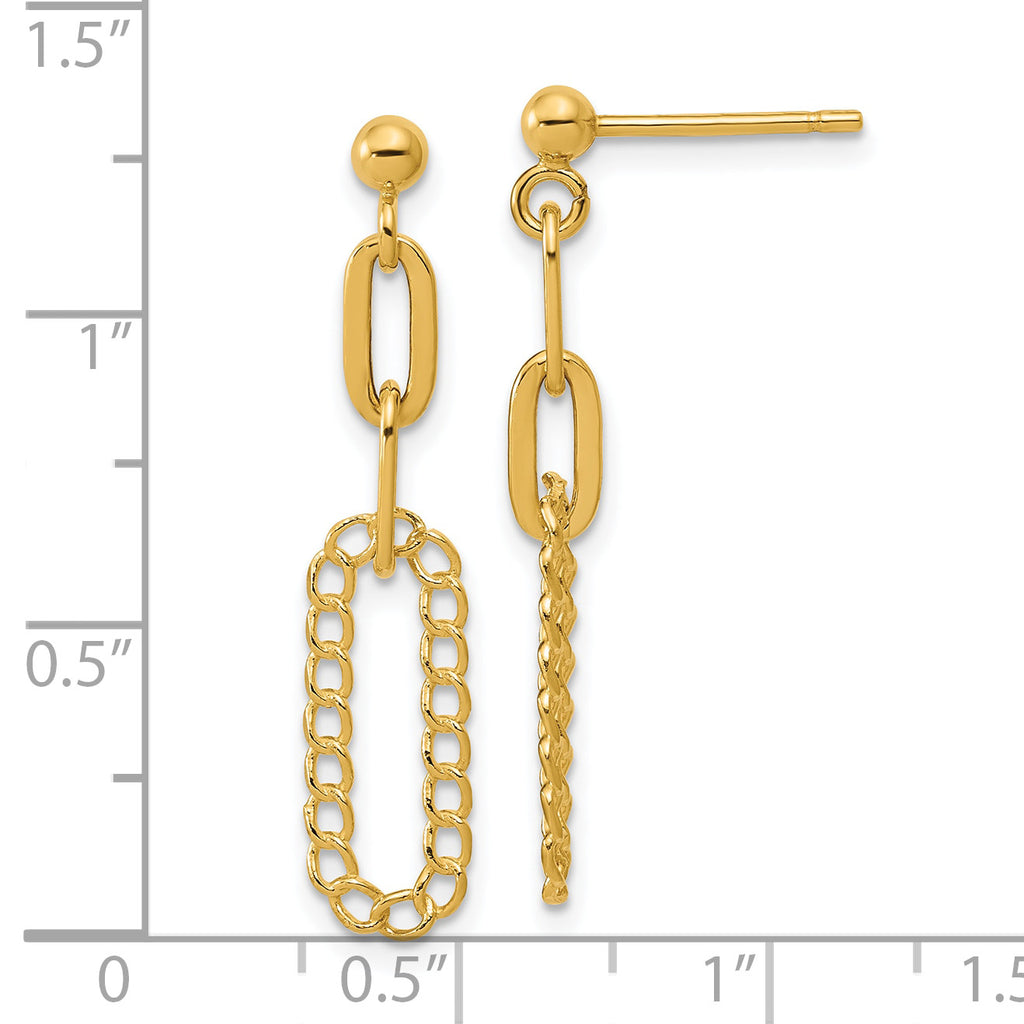 14K Polished Oval Dangle Post Earrings