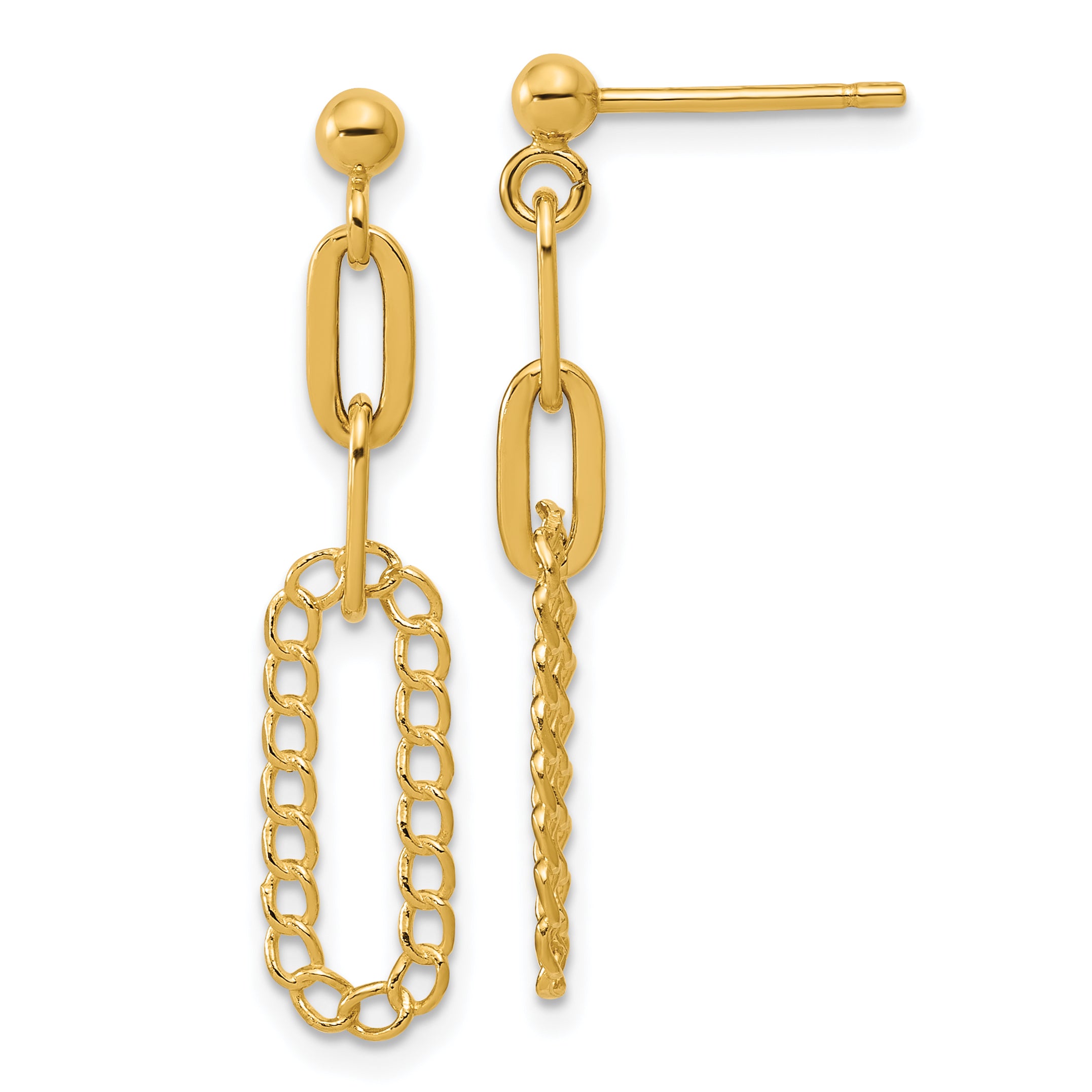14K Polished Oval Dangle Post Earrings