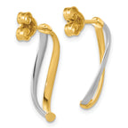 14K w/Rhodium Polished Curve Post Earrings