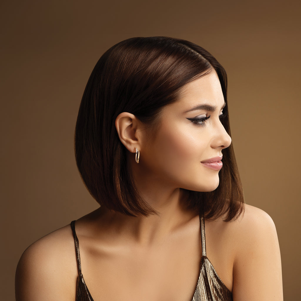 14K w/Rhodium Polished Curve Post Earrings