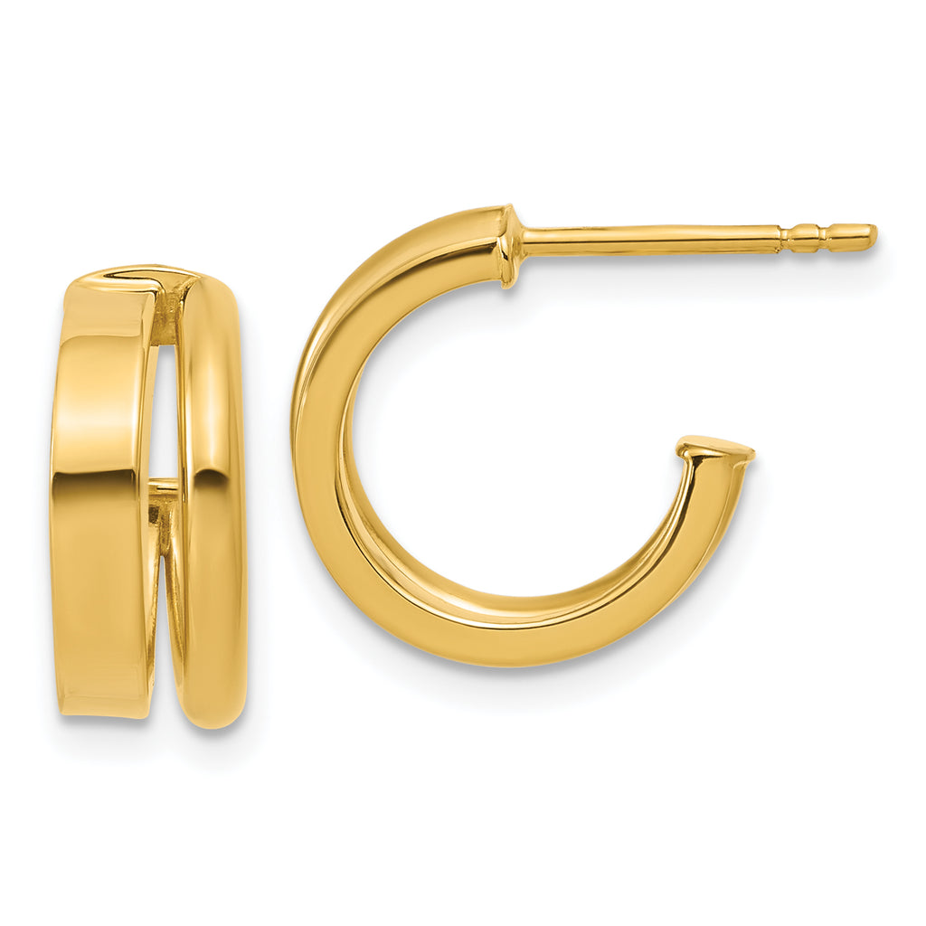 14K Polished 2-Row J-Hoop Post Earrings