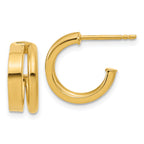 14K Polished 2-Row J-Hoop Post Earrings