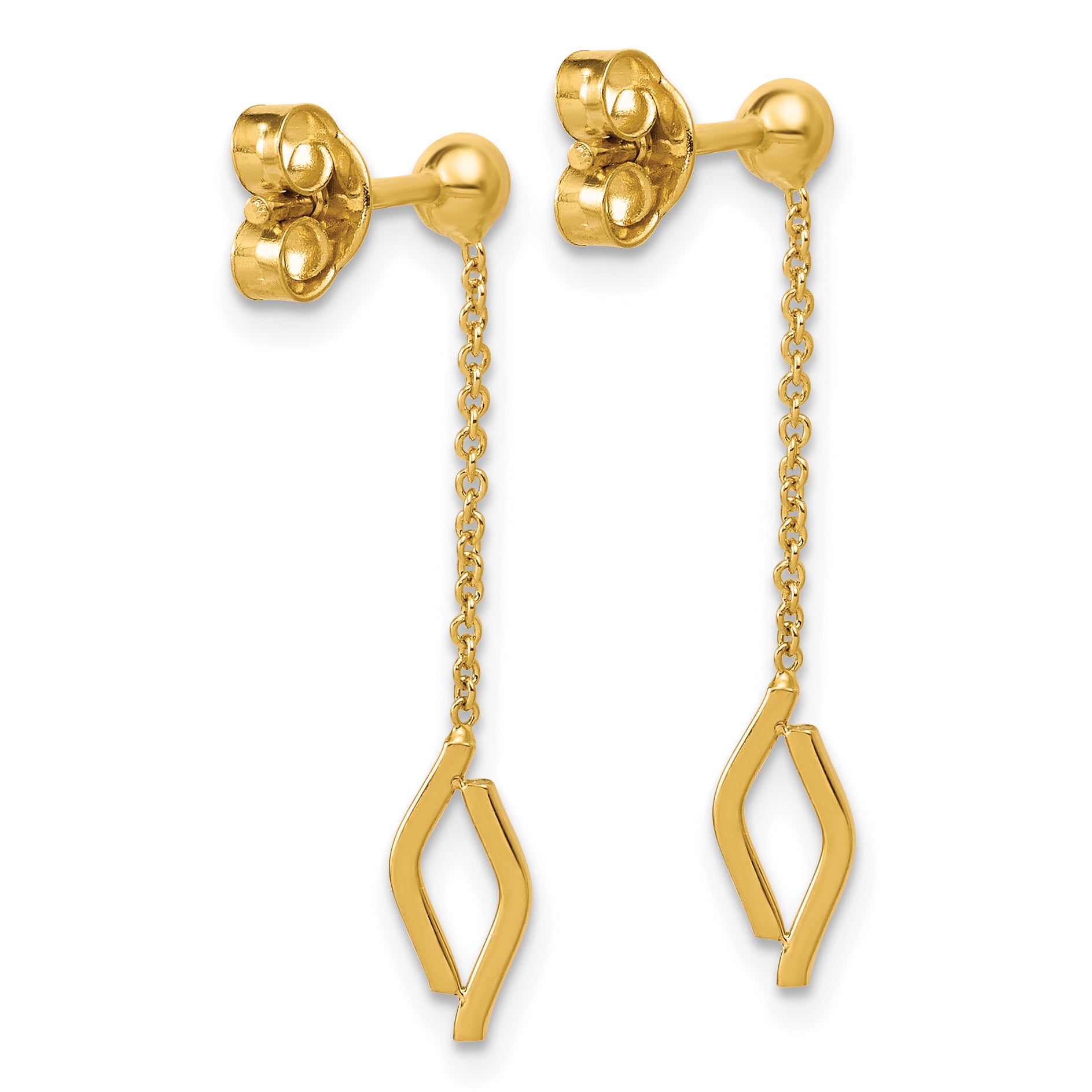 14K Polished Diamond-shaped Dangle Post Earrings