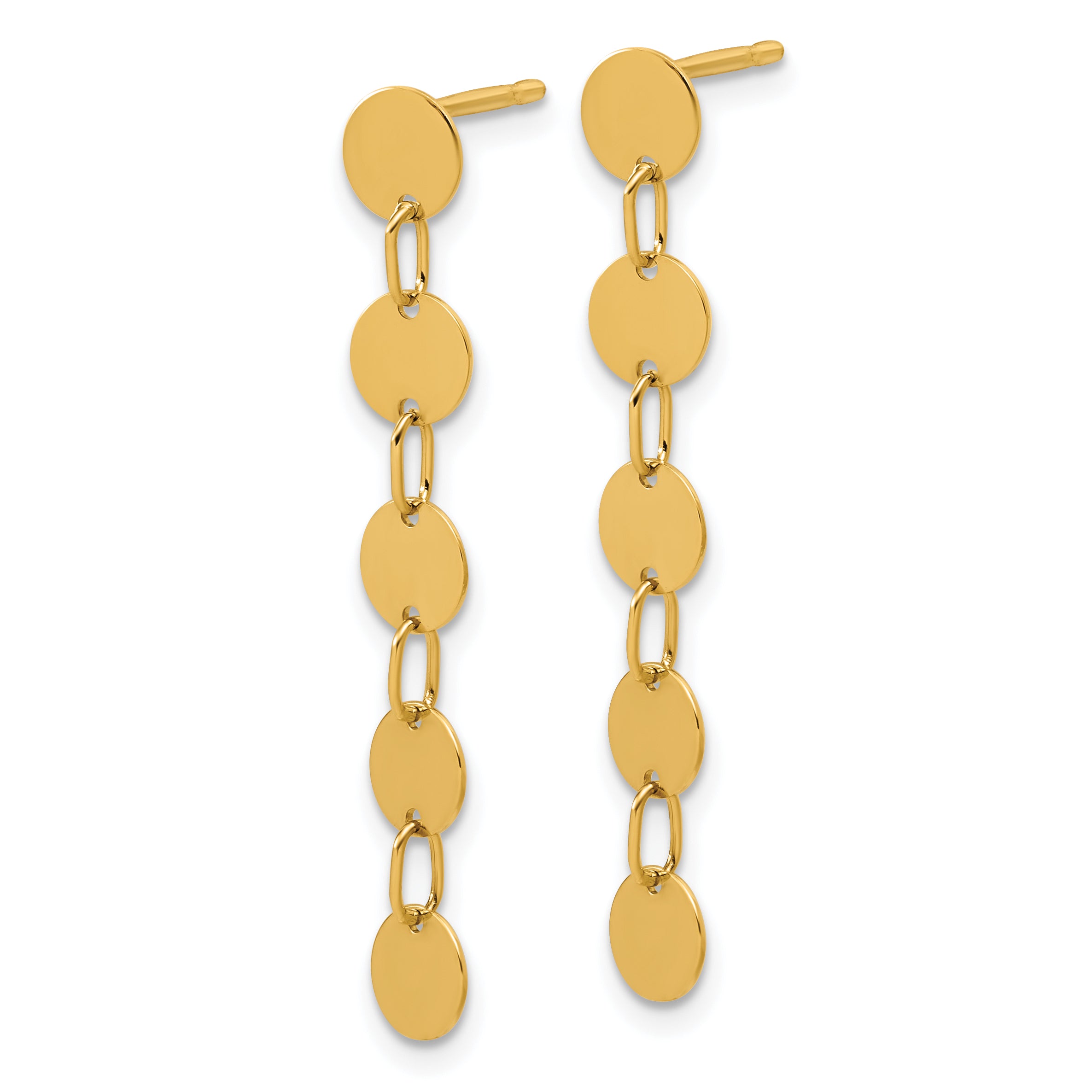 14K Polished Circle Disk Dangle Post Earrings Secondary image