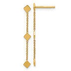 14K Polished Diamond-shaped Disk Dangle Post Earrings