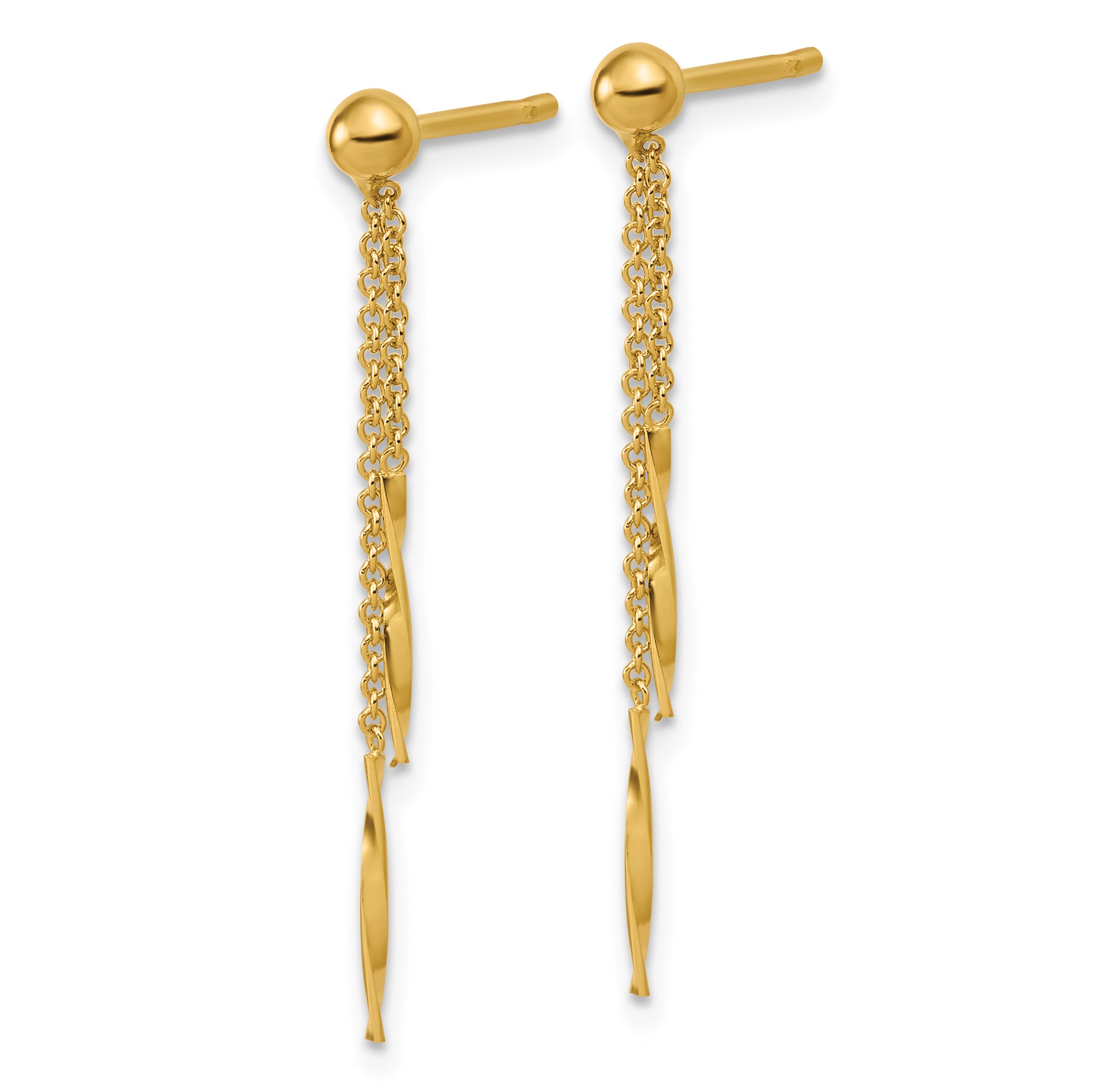 14K Polished Twist Bars Dangle Post Earrings Secondary image