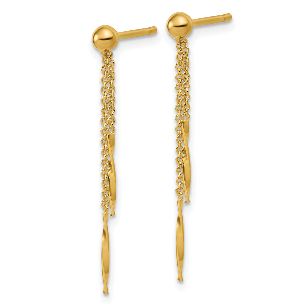 14K Polished Twist Bars Dangle Post Earrings