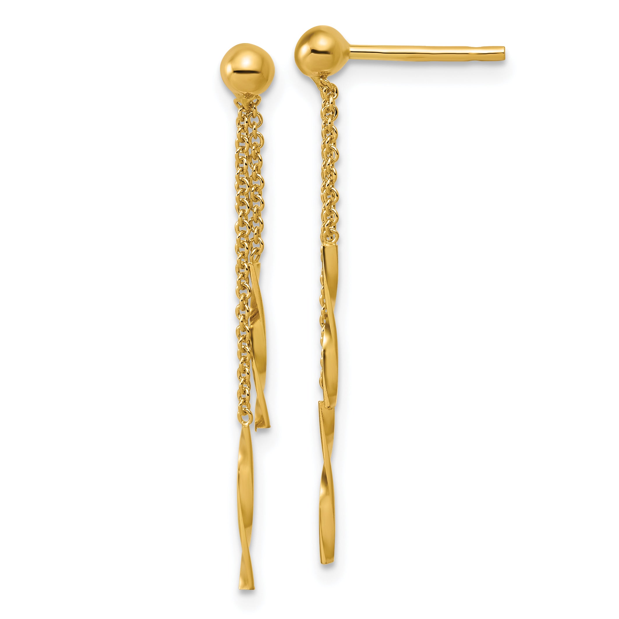 14K Polished Twist Bars Dangle Post Earrings Main image