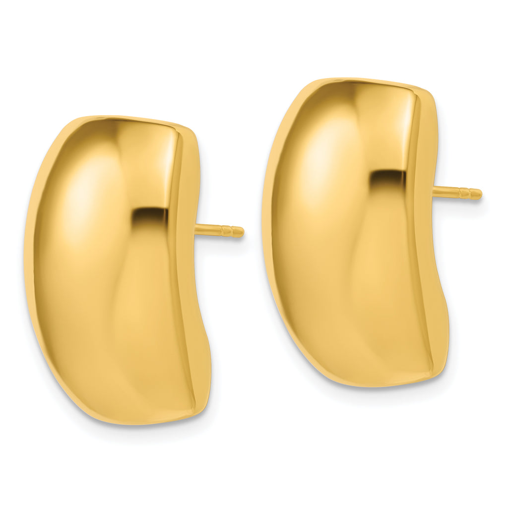 14K Polished Hollow Puffed Post Earrings