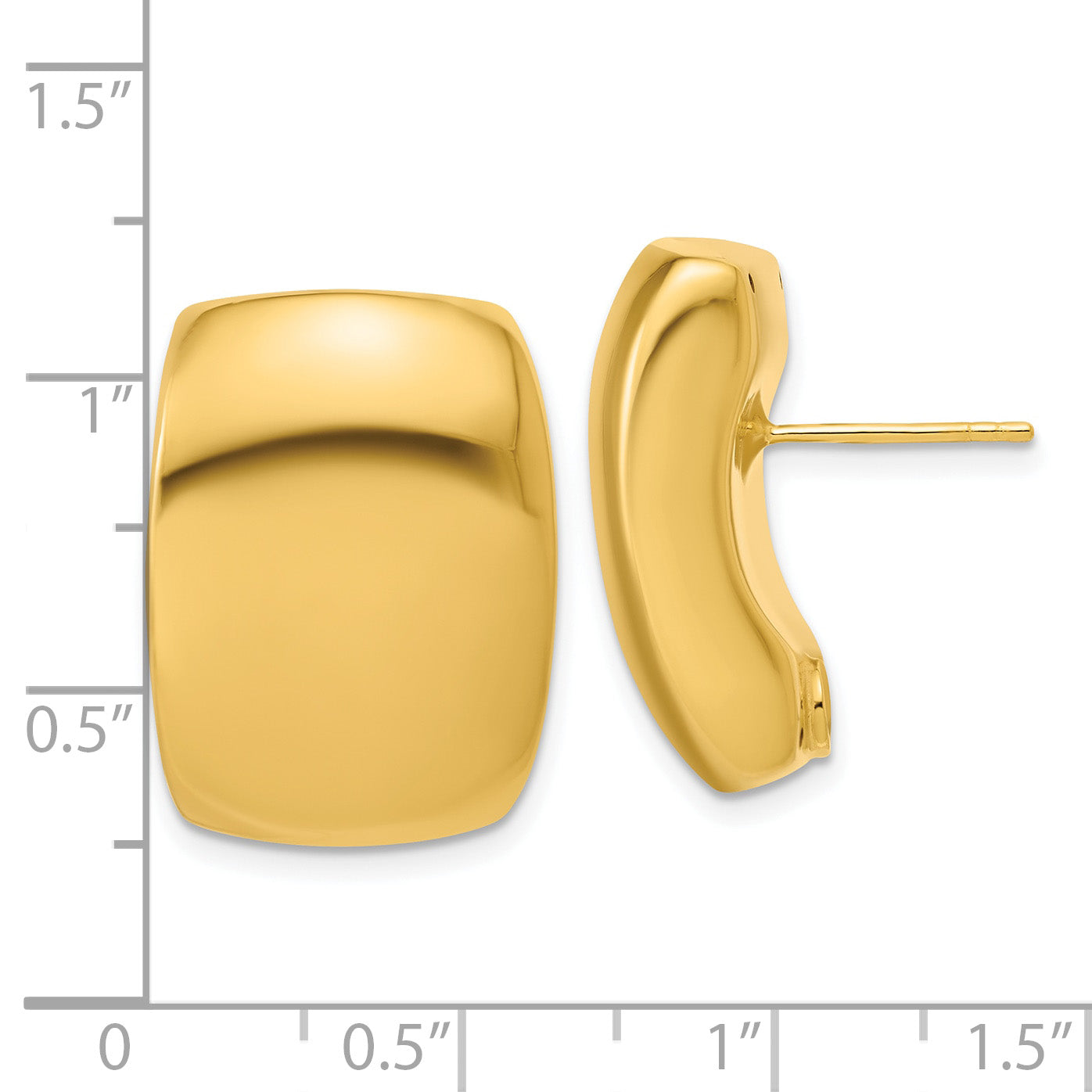 14K Polished Hollow Puffed Post Earrings