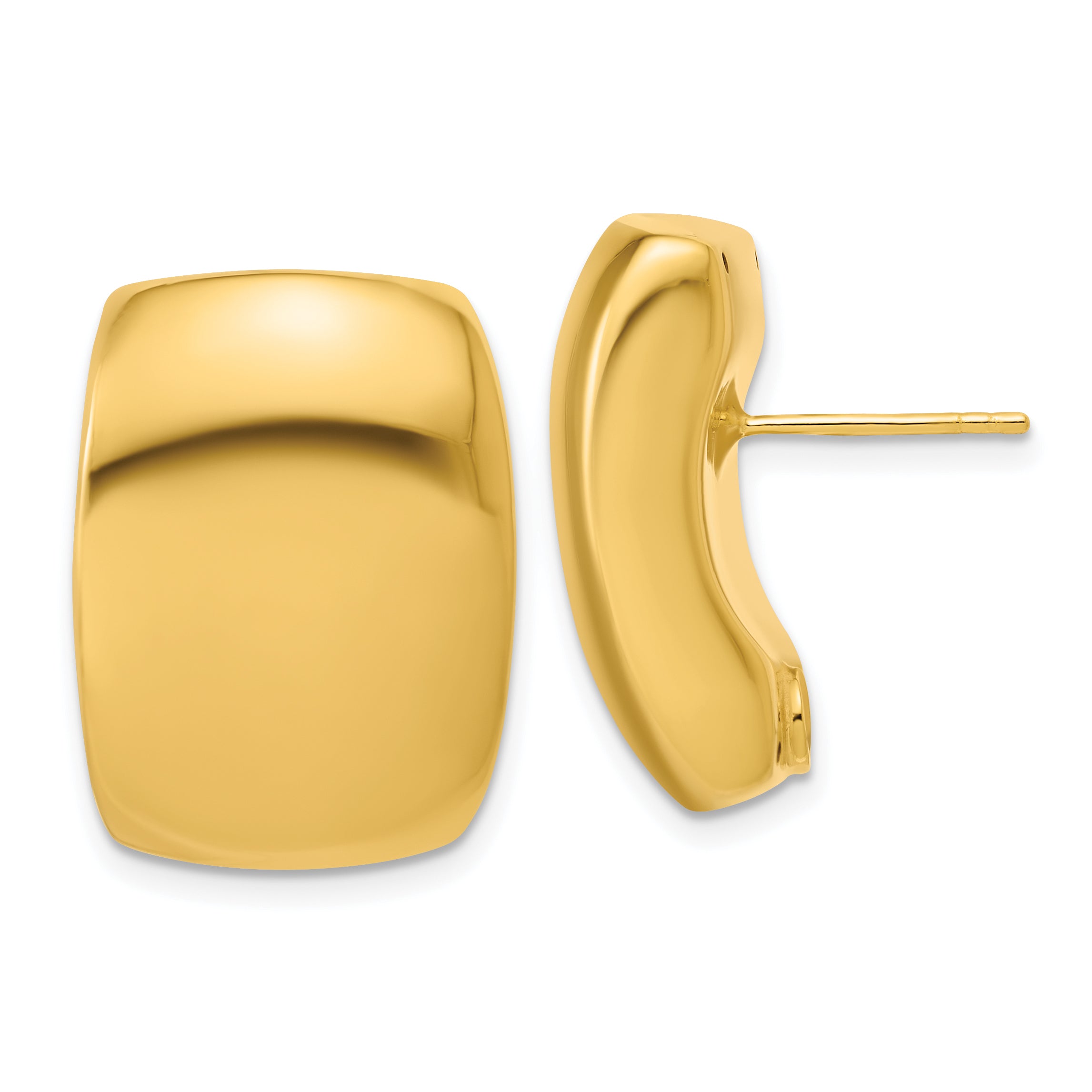 14K Polished Hollow Puffed Post Earrings Main image