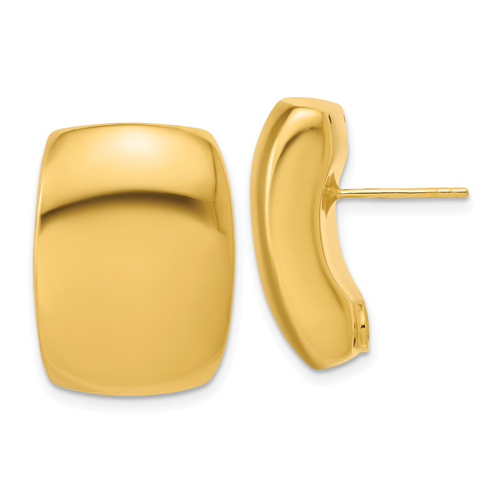 14K Polished Hollow Puffed Post Earrings