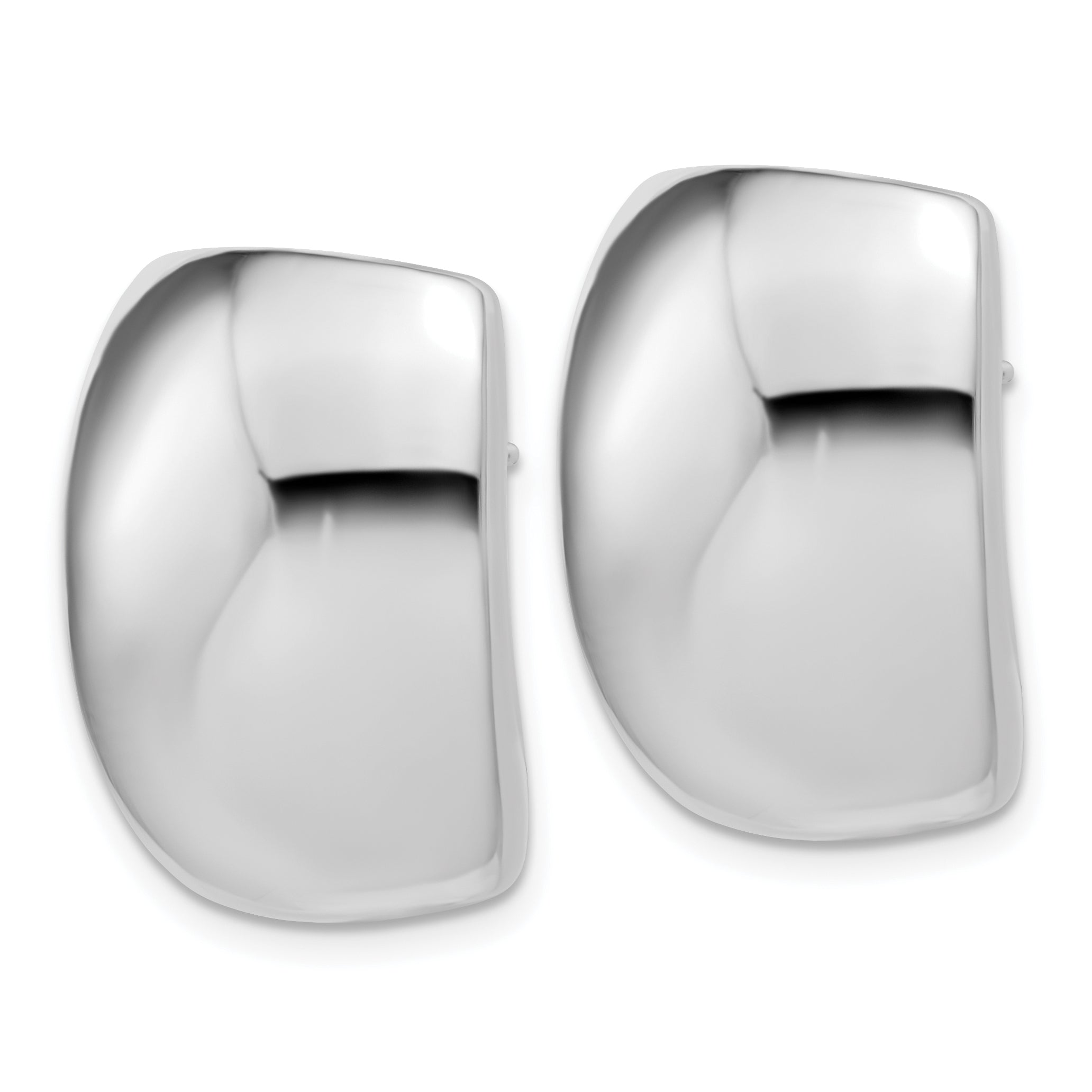 14K w/Wht RH Plated Polished Puffed Hollow Earrings Secondary image