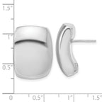 14K w/Wht RH Plated Polished Puffed Hollow Earrings