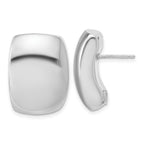 14K w/Wht RH Plated Polished Puffed Hollow Earrings