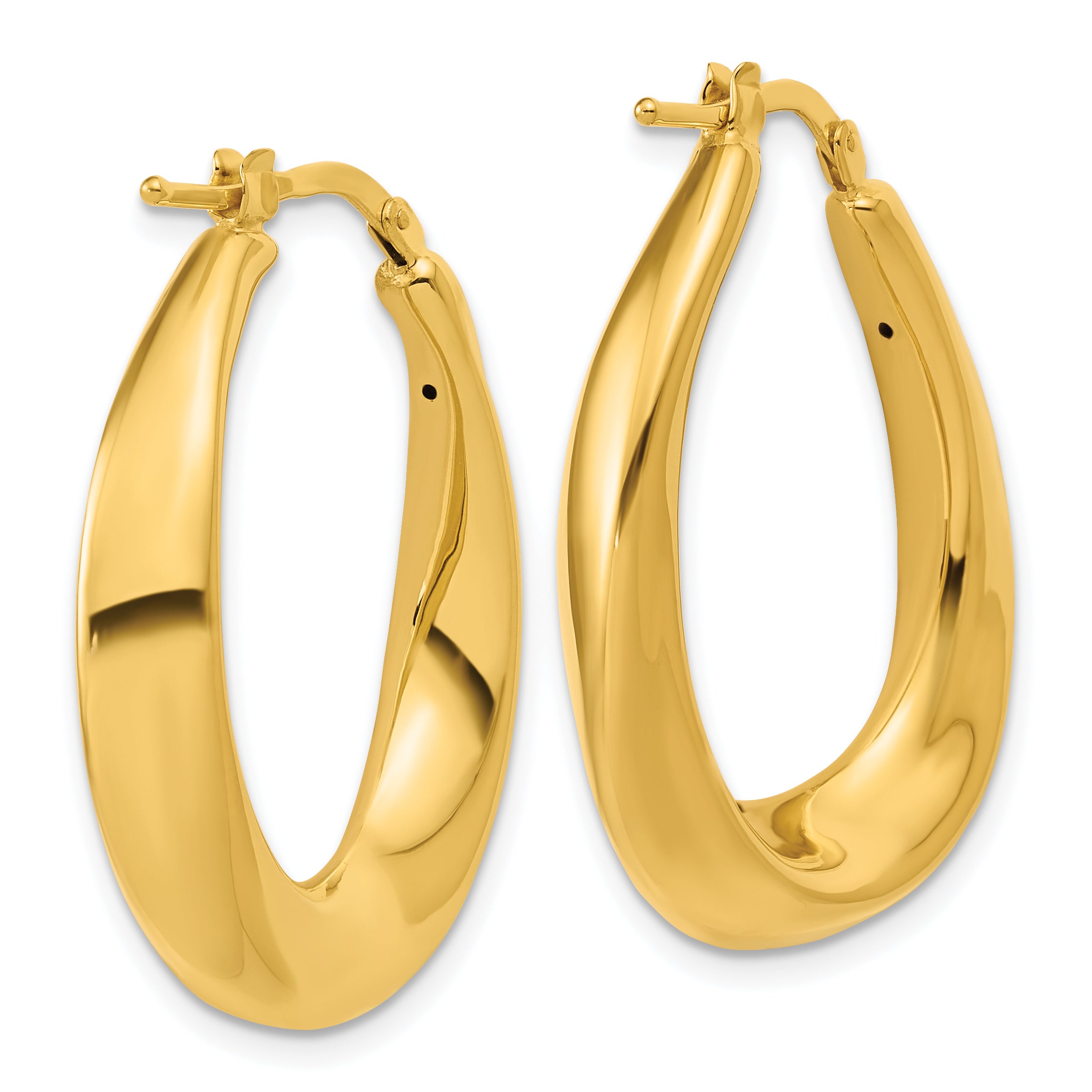 14K Polished Oval Hollow Hoop Earrings