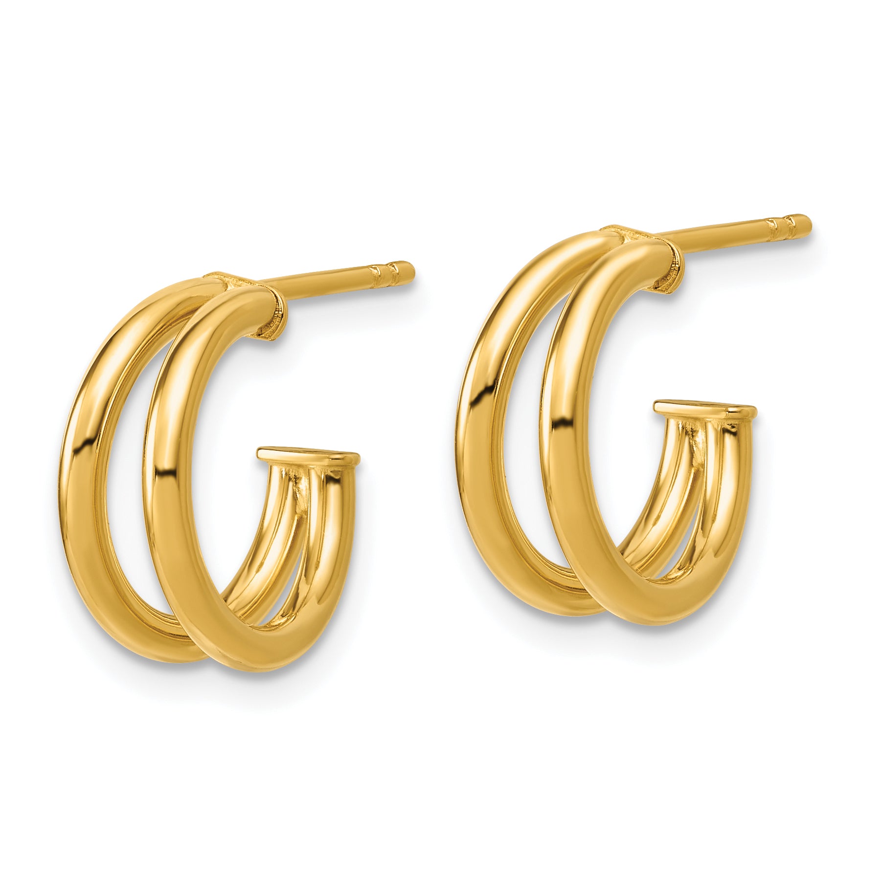 14K Polished 2-row J-Hoop Post Earrings Secondary image