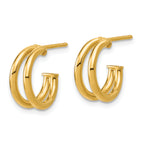 14K Polished 2-row J-Hoop Post Earrings