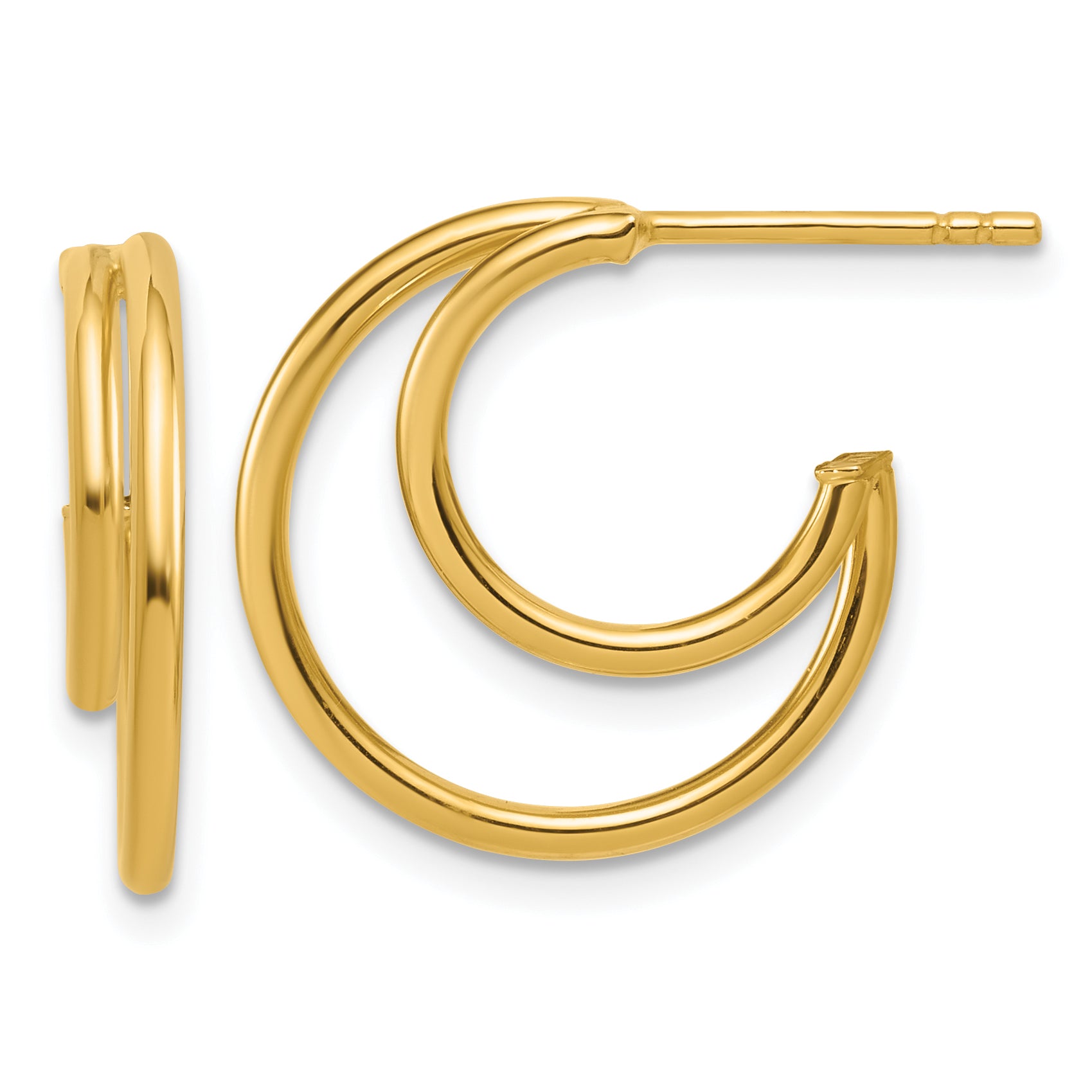 14K Polished 2-row J-Hoop Post Earrings Main image