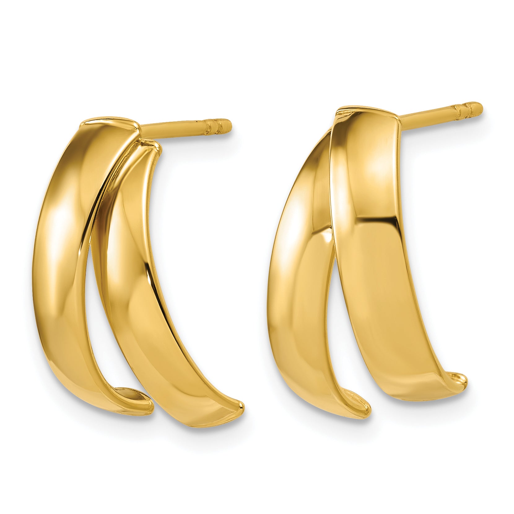 14K Polished J-Hoop Post Earrings