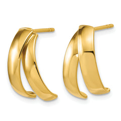 14K Polished J-Hoop Post Earrings