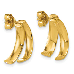 14K Polished J-Hoop Post Earrings
