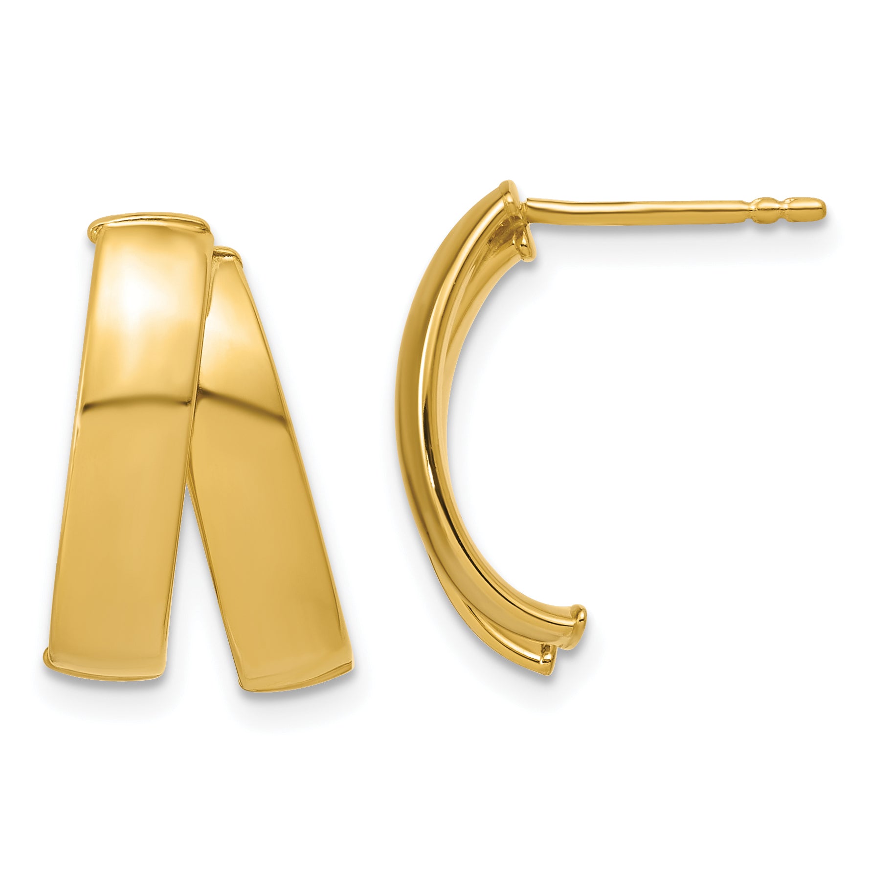 14K Polished J-Hoop Post Earrings Main image