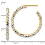 14K w/Rhodium Polished and Diamond-cut J-Hoop Earrings