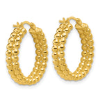 14K Polished Beaded 2-Row Round Hoop Earrings