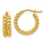 14K Polished Beaded 2-Row Round Hoop Earrings